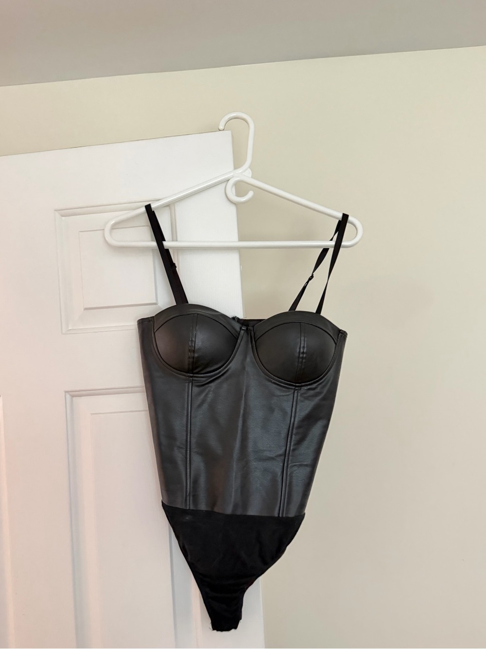 Black Faux Leather Bodysuit